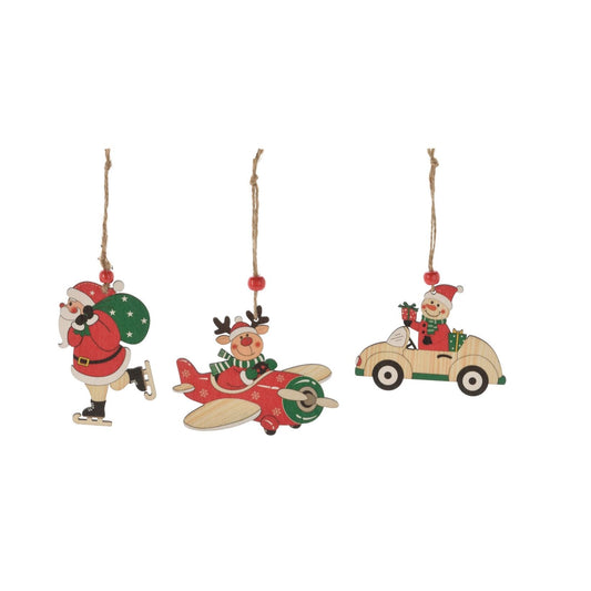 Set of 3 Wooden Hanging Tree Decorations