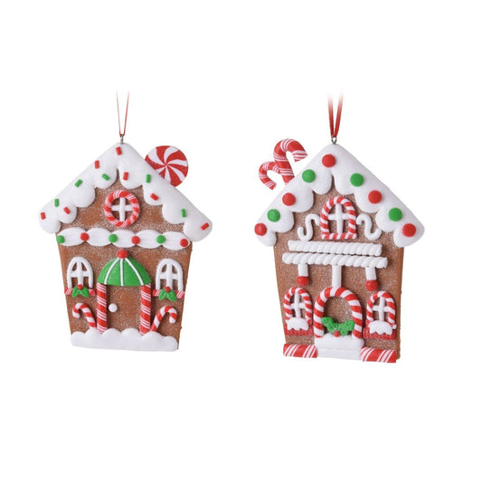 Set of 2 Gingerbread House Christmas Tree Decorations