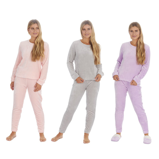 Ladies Soft Shimmer Effect Flannel Fleece Pyjama Set ~ S-XL