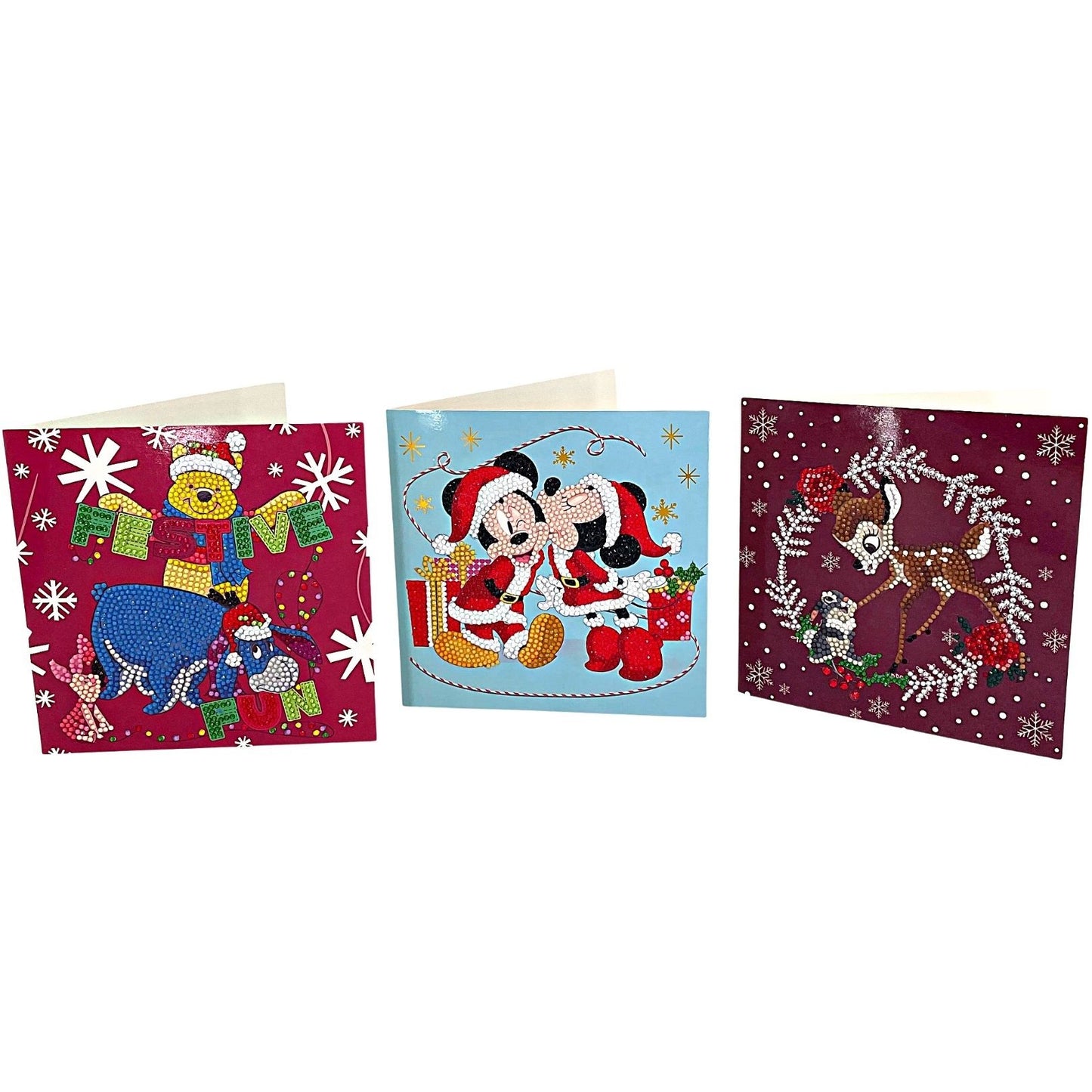 Craft Buddy Set of 3 Disney Festive 18x18cm Crystal Art Cards