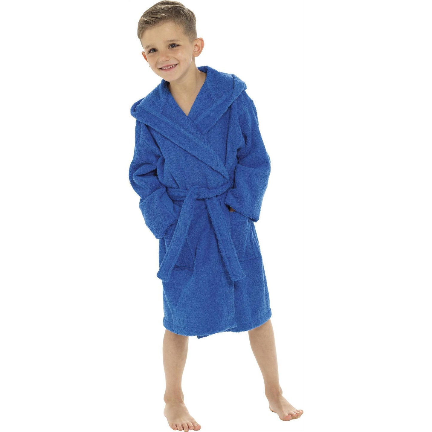 Childrens Plain Hooded Towelling Robe ~ 7-13 years