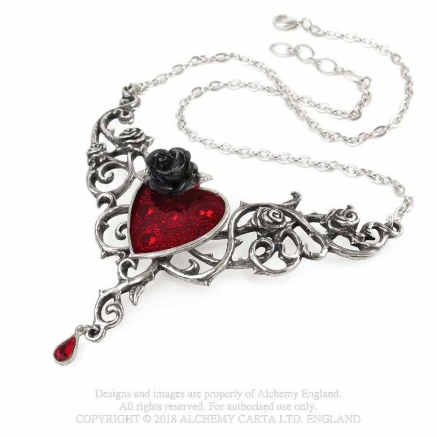 Necklace/Pendant - Pewter - BLOOD ROSE HEART
