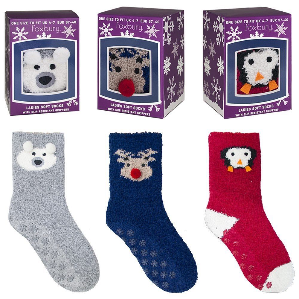 Ladies Novelty Christmas Animal Socks in Gift Box