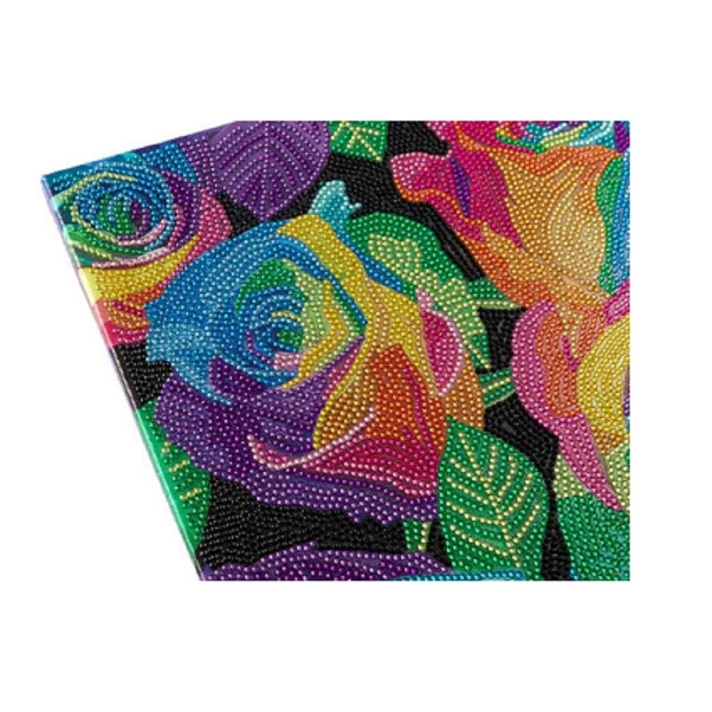 Craft Buddy Full Crystal Mounted Crystal Art Kit 30cm x 30cm - Rainbow Roses - Special Crystals