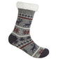 Childrens Fairisle Fully Fleece Lined Winter Slipper Socks