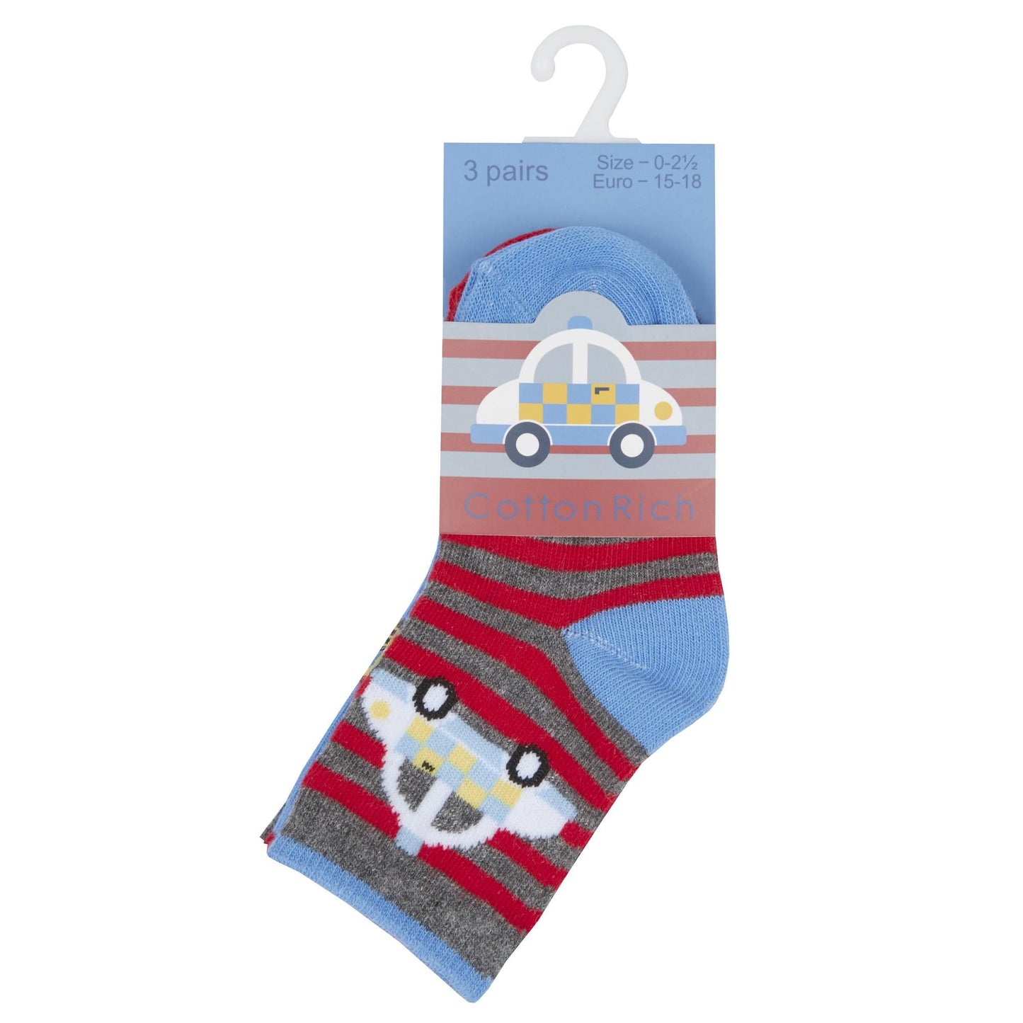 Babies 3 Pack of Cotton Rich Car or Digger Socks