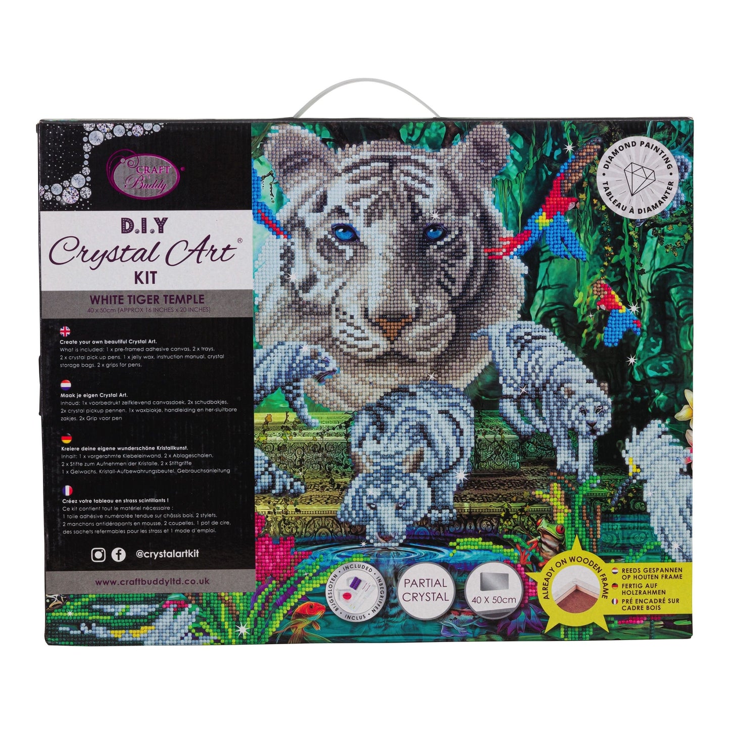 Craft Buddy Partial Crystal Mounted Crystal Art Kit 40cm x 50cm - White Tiger Temple