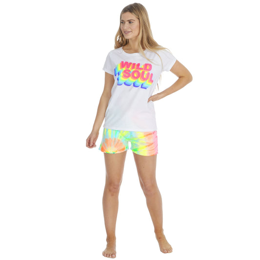 Ladies Wild Soul Tie Dye Shorts Pyjama Set ~ S-XL