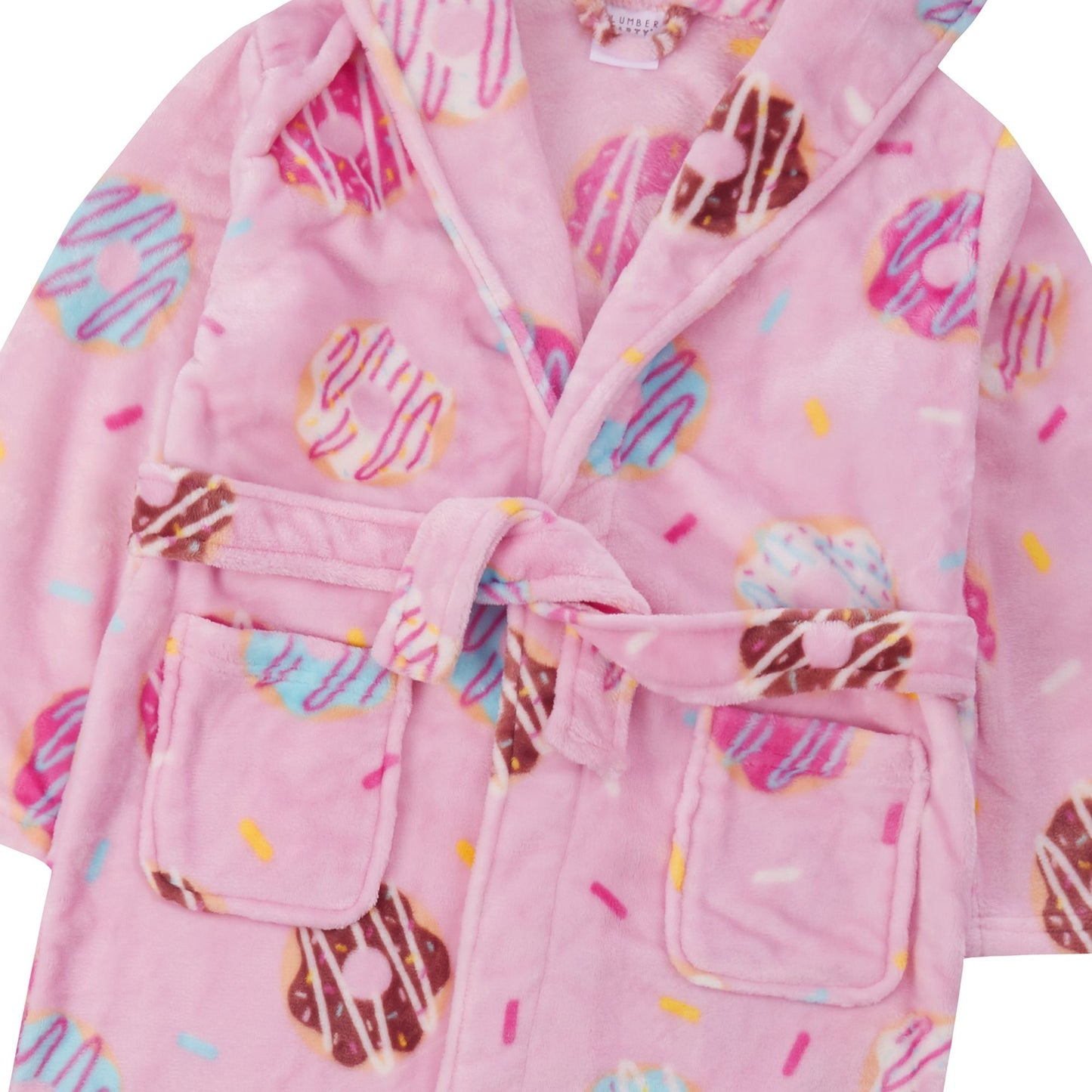 Childrens Pink Donut Print Fleece Dressing Gown ~ 7-13 years