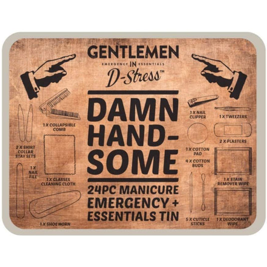 Damn Handsome Mens 24 piece Manicure Emergency and Essentials Tin