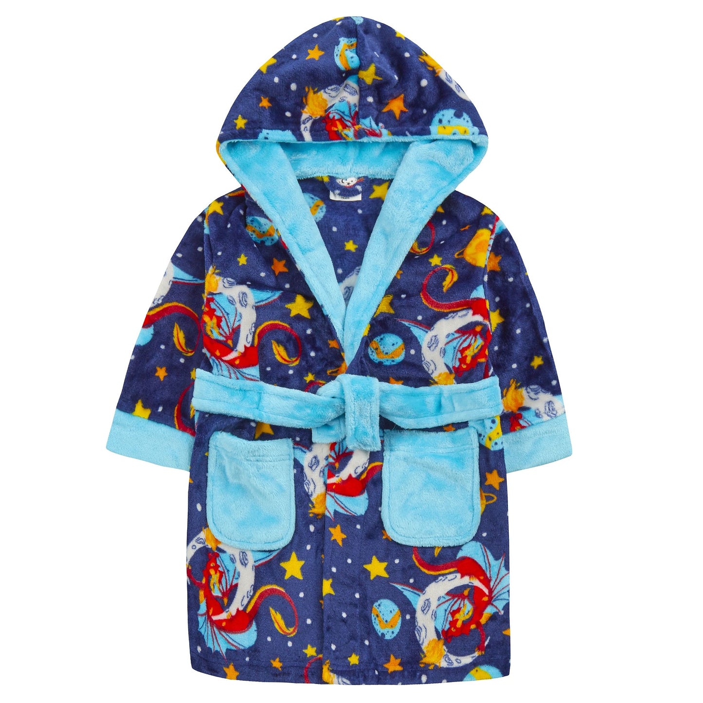 Childrens Space Dragon Print Fleece Dressing Gown ~ 2-13 Years