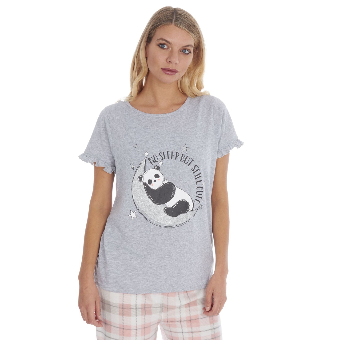 Ladies Panda Pyjama Set with Fleece Bottoms ~ S-XL