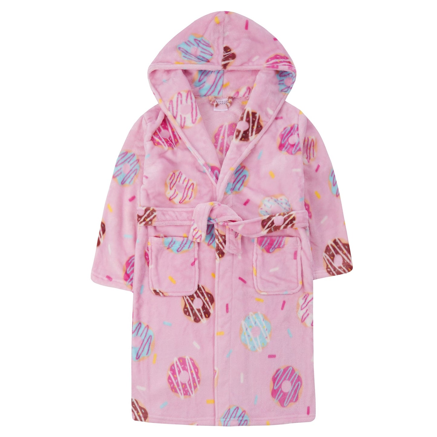 Childrens Pink Donut Print Fleece Dressing Gown ~ 7-13 years