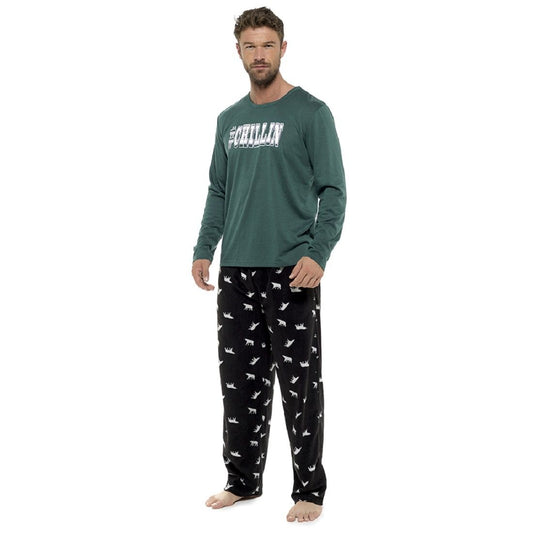 Mens 'Chillin' Fleece Bottoms Pyjama Set ~ M-2XL