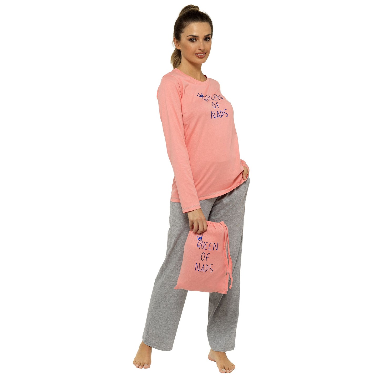 Ladies 'Queen Of Naps' Pyjamas In Bag ~ S-XL