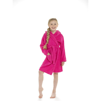 Childrens Plain Hooded Towelling Robe ~ 7-13 years