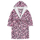 Childrens All Over Pink Leopard Print Fleece Dressing Gown