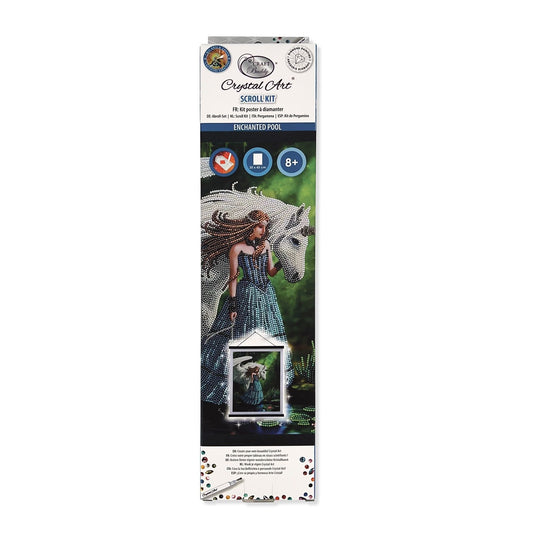 Craft Buddy Crystal Art Scroll Kit 35cm x 45cm - Anne Stokes - Enchanted Pool - Partial Crystal