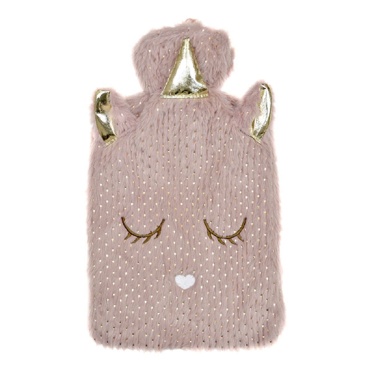 2 litre Hot Water Bottle with Foil Print Unicorn Cover and Eyemask