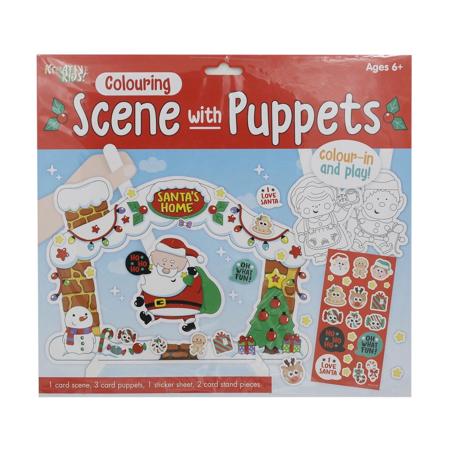 Christmas Colouring Scene with Puppets