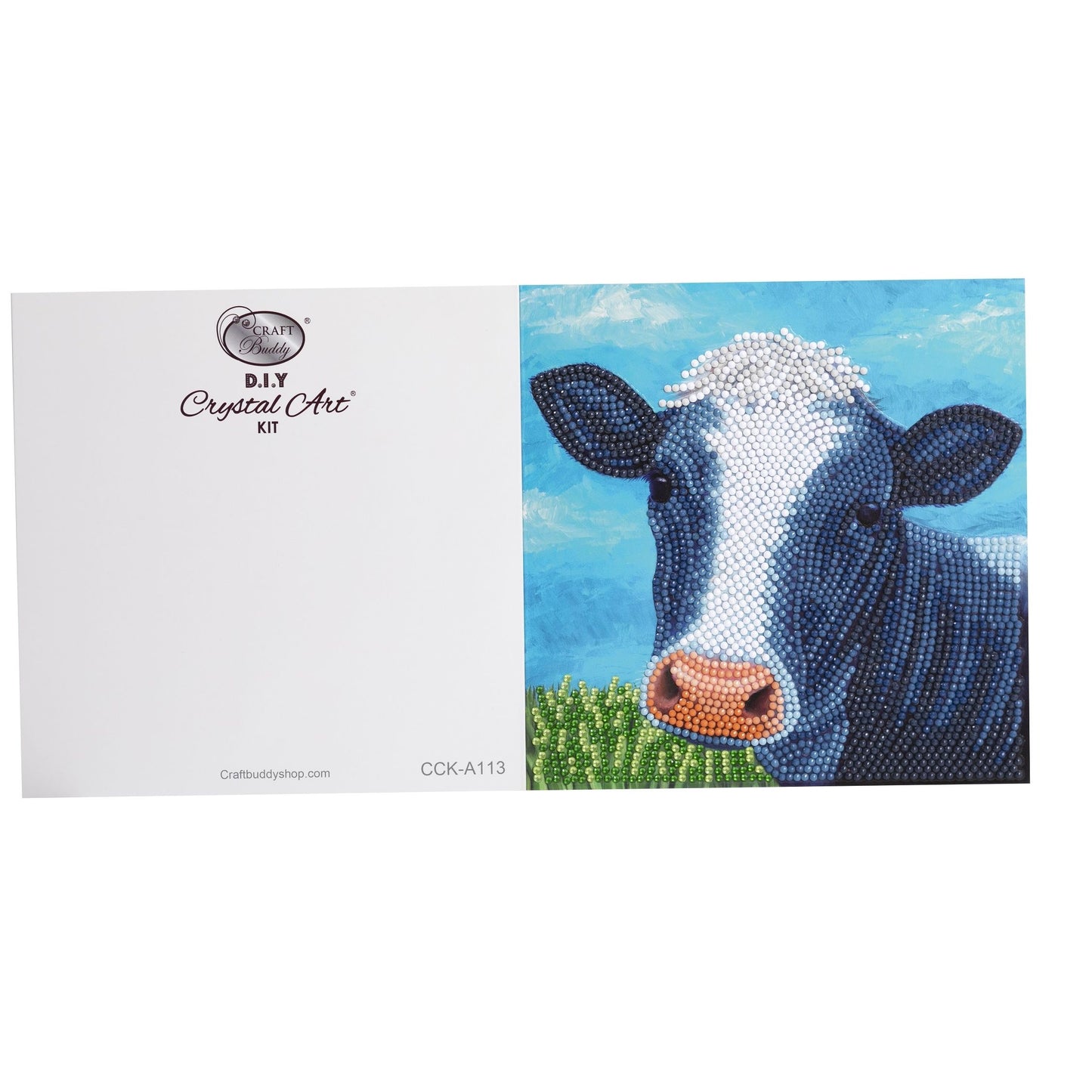 Craft Buddy DIY Crystal Art / Diamond Painting Greetings Card Kit - Cute Cow