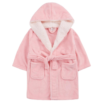 Childrens Plush Pastel Robe with Borg Fleece Trim