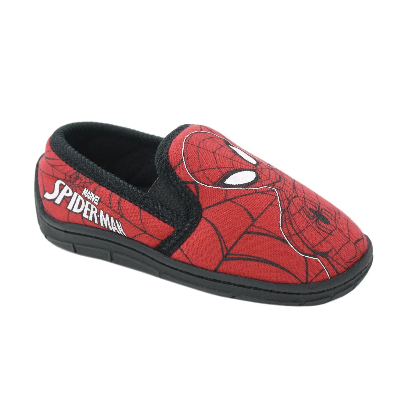 Childs Red and Black Spiderman Slippers