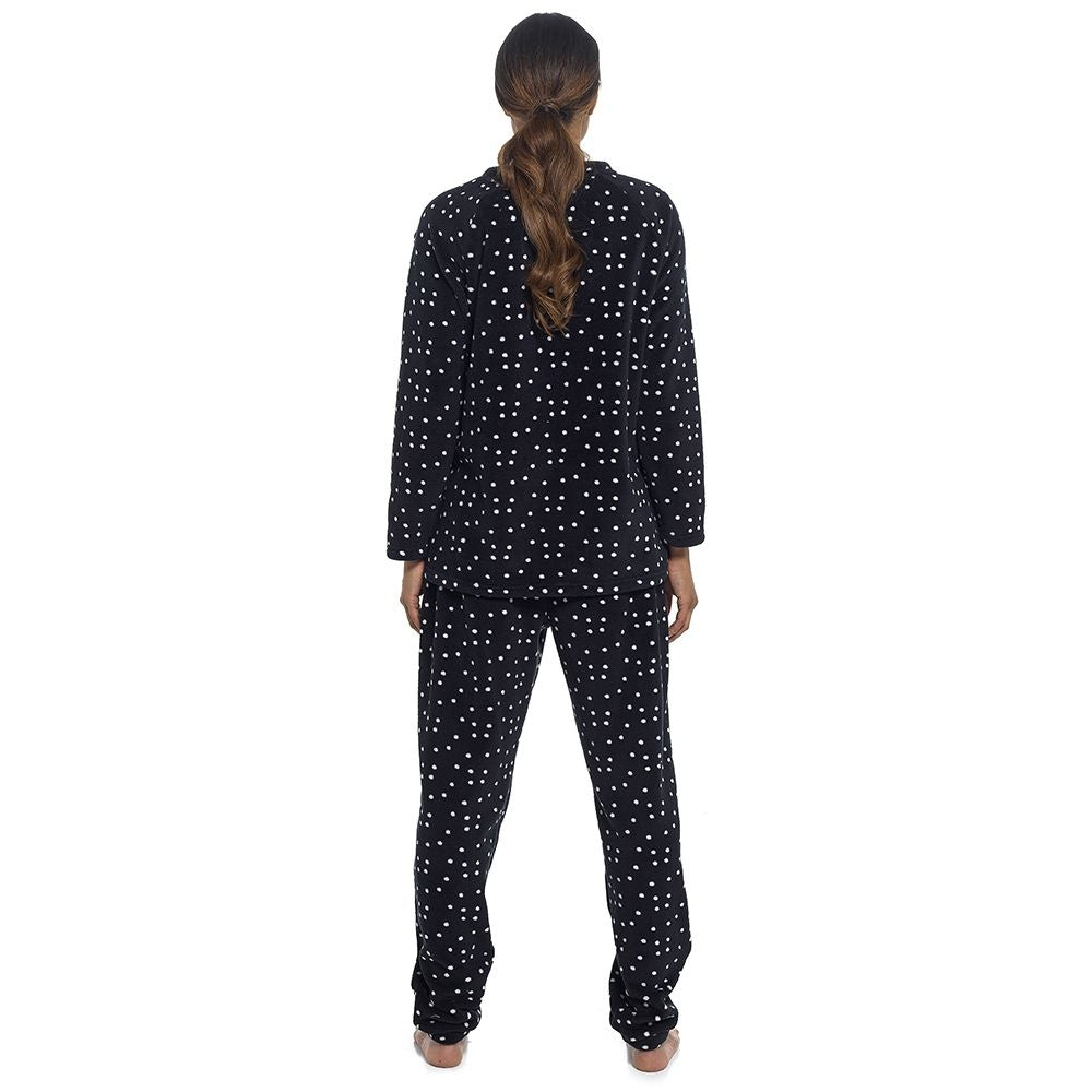 Ladies Microfleece Pyjama Set with Applique Panda Detail