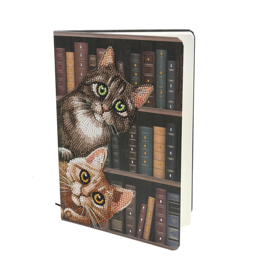 Cats In The Library - Craft Buddy Crystal Art Notebook Kit