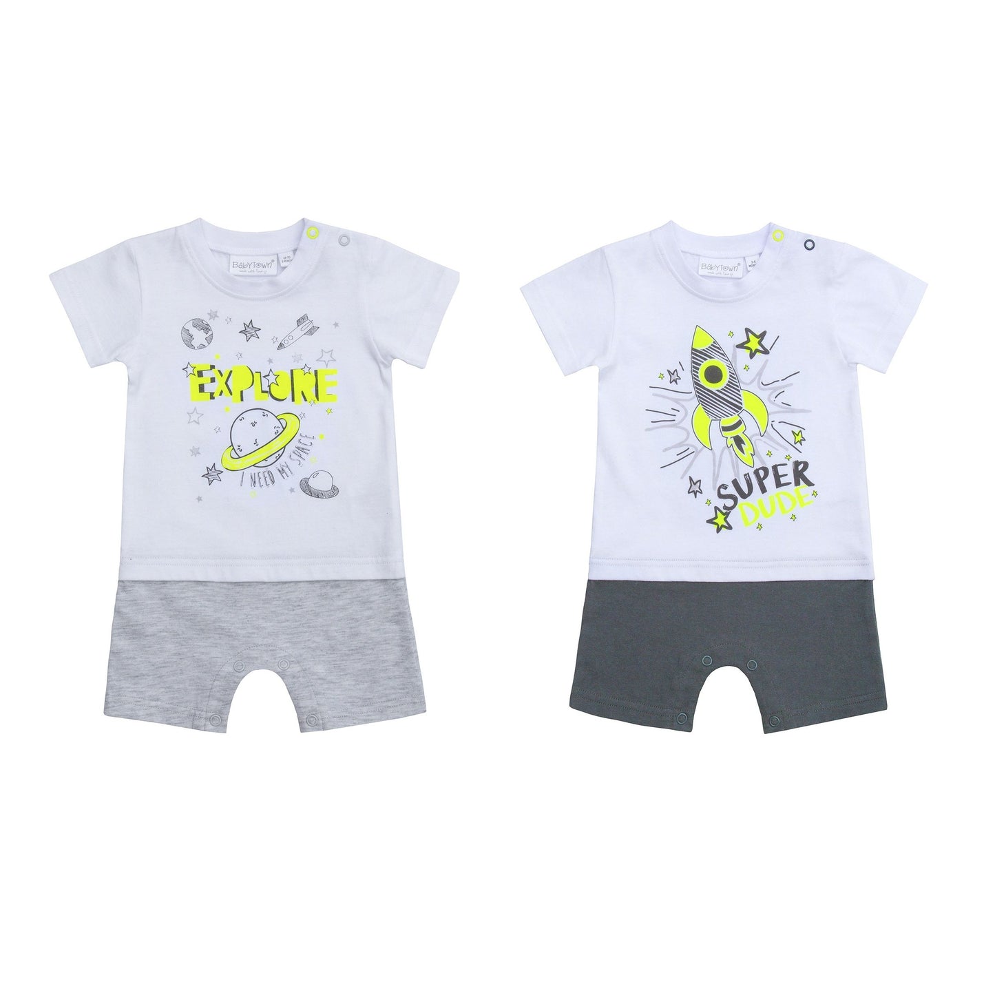 Babies Space Rocket Faux Top and Shorts Romper