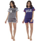 Ladies Varsity Style Shorts Pyjama Set ~ S-XL