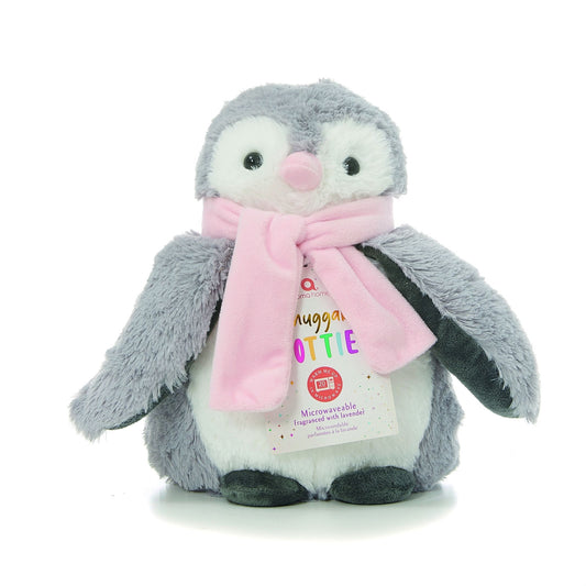 Snuggable Hottie with Microwaveable Tourmaline Bead Insert - Penguin with Pink Scarf