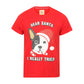 Ladies Dear Santa Dog Design Short Sleeve Christmas T Shirt