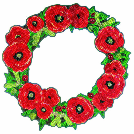 Craft Buddy Crystal Art 30cm Wreath Kit - Poppy Wreath