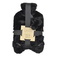 1.5 Litre Hot Water Bottle with Black Cover and Matching Cat Eye Mask