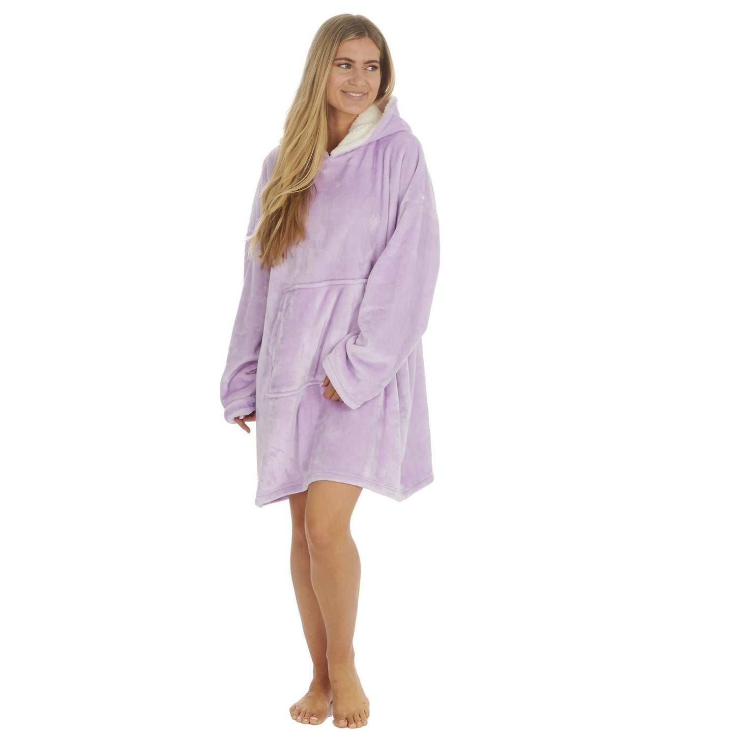 Ladies Soft Shimmer Effect Fleece Oversize Lounge Hoodie
