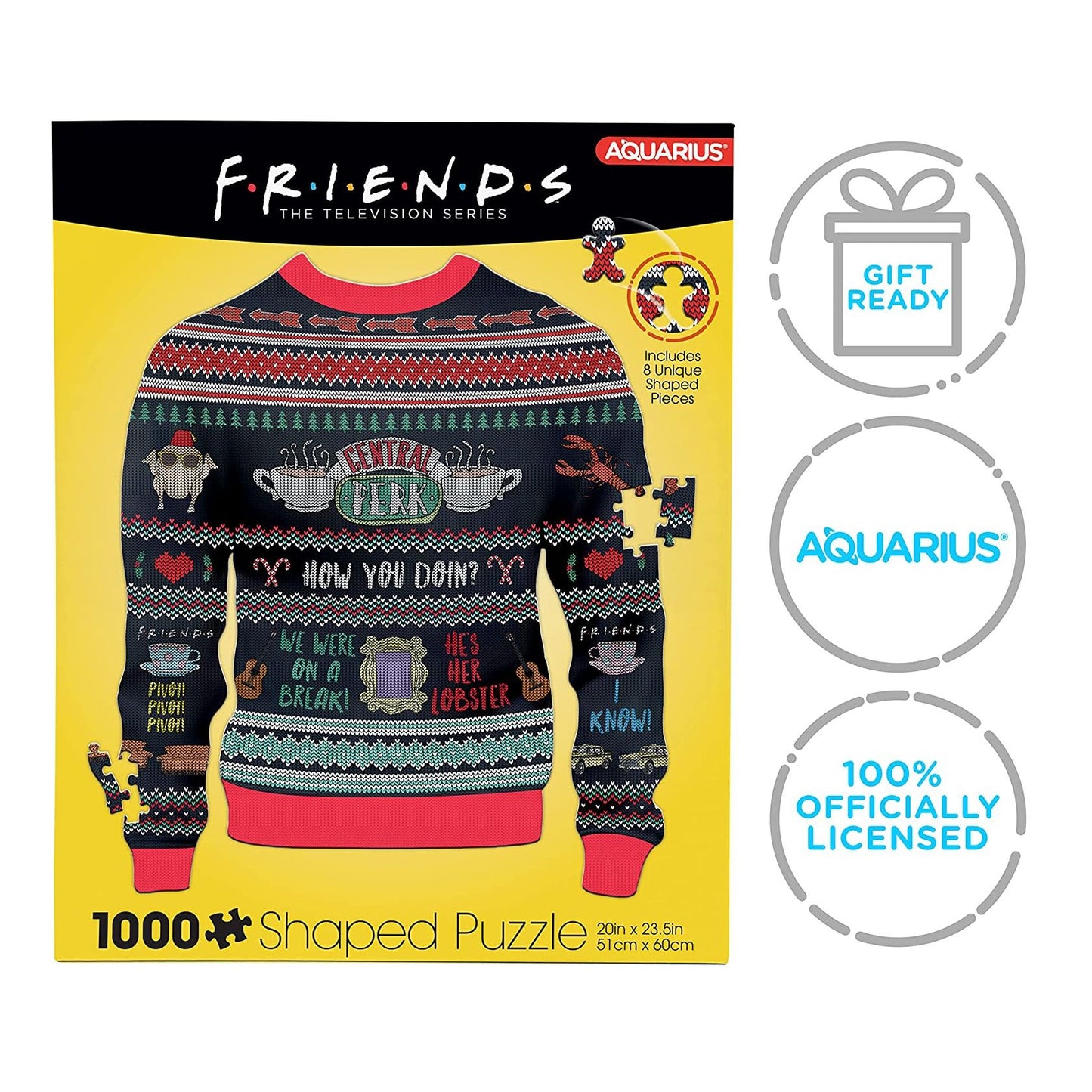 Aquarius Jigsaw Puzzle Friends Ugly Christmas Sweater 1000 Piece