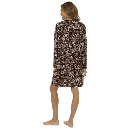 Ladies Tiger Print Jersey V Neck Nightdress ~ S-XL