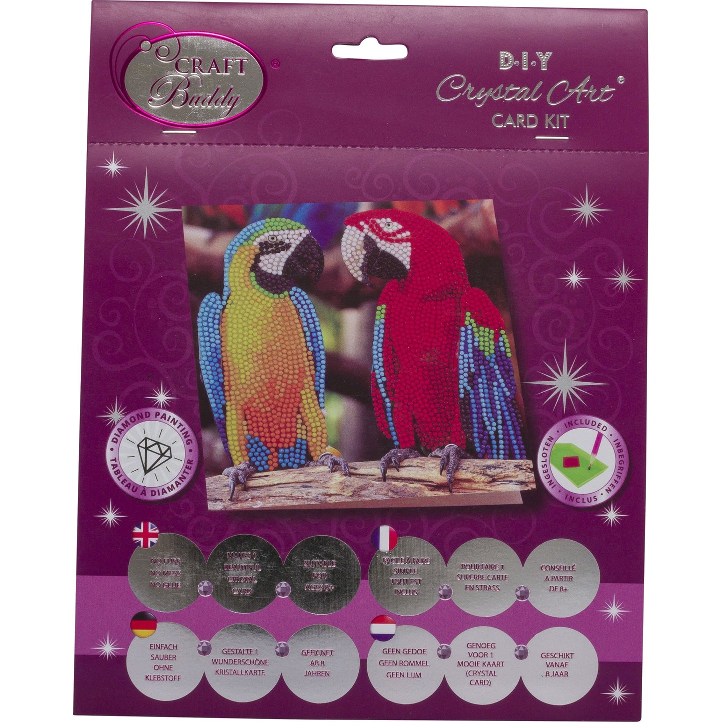 Craft Buddy 18x18cm DIY Crystal Card Kit - Parrot Friends
