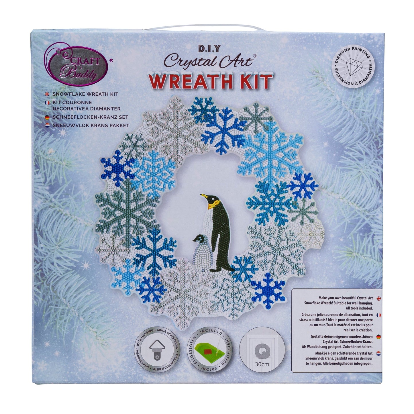 Craft Buddy 30cm Crystal Art Wreath Kit ~ Snowflake
