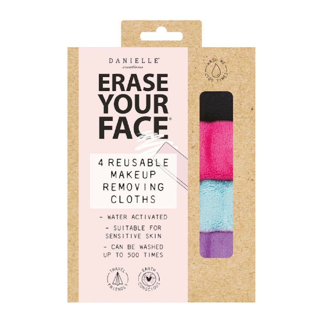 Erase Your Face Reusable Makeup Removing Cloths - 4 Pk Brights