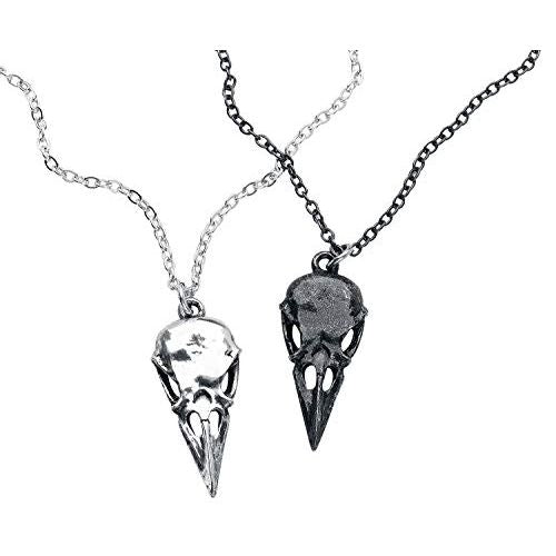 Necklace/Pendant - Pewter - COEUR CRANE - 2 x Raven Skulls